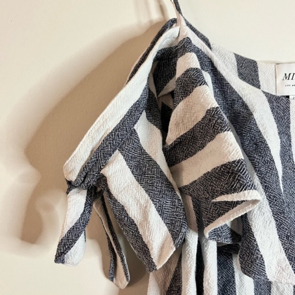 MISA Los Angeles Striped Off-Shoulder Ruffle Mini Dress Size L - Picture 12 of 14